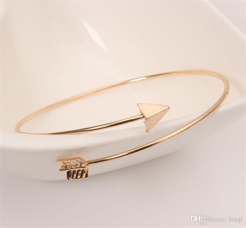 66mm Femmes Filles Alliage Manchette Bracelets en alliage d'or Flèche d'ouverture bracelet en gros femmes livraison gratuite 17122007