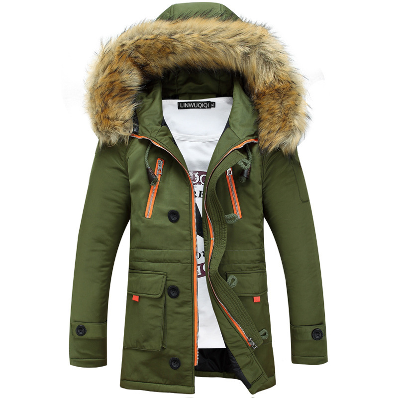Thickening Parkas Men 2018 Winter Jacket Men's Coats Male Outerwear Fur Collar Casual Long Cotton Wadded men Hooded Coat Y181101