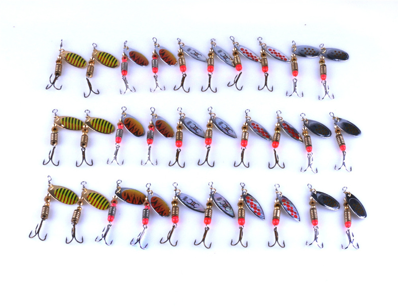 

New Metal Spinner Fishing bait 5styles 30pc/box Minnow spinnerbaits Freshwater Lure sequins Jigs fish hook