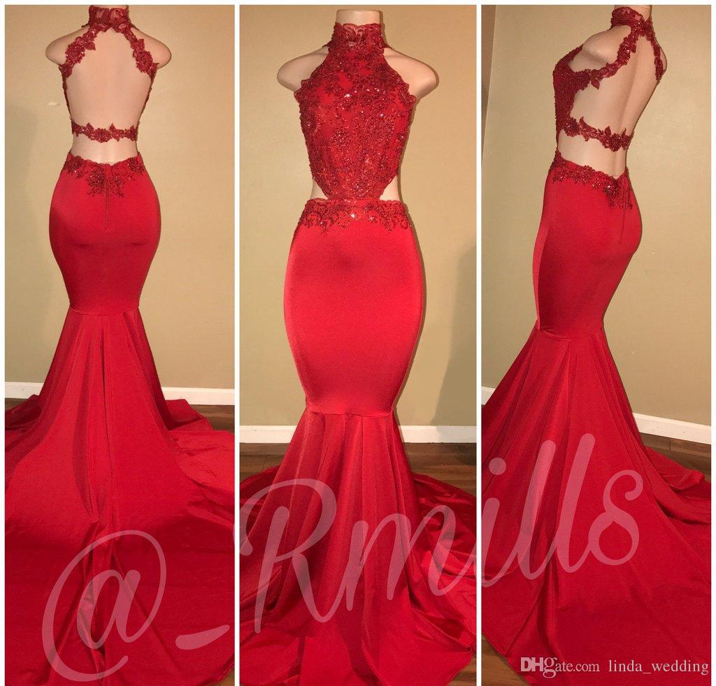 Backless Long Prom Dress Mermaid Halter Neck Cutaway Sides Formal Holidays Wear Graduation Evening Party Gown Custom Made Plus Size