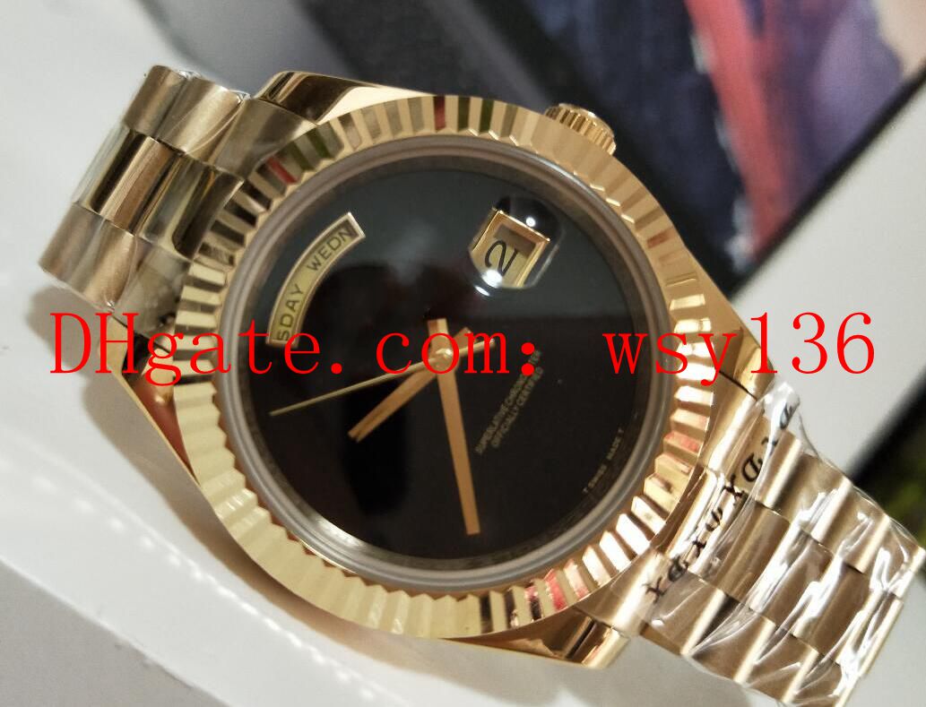 

Free Shipping Luxury Mens Wrist Watch Day Date 18k Rose Gold Black Onyx Dial 118208 Automatic machinery Watch Men's Casual Watches