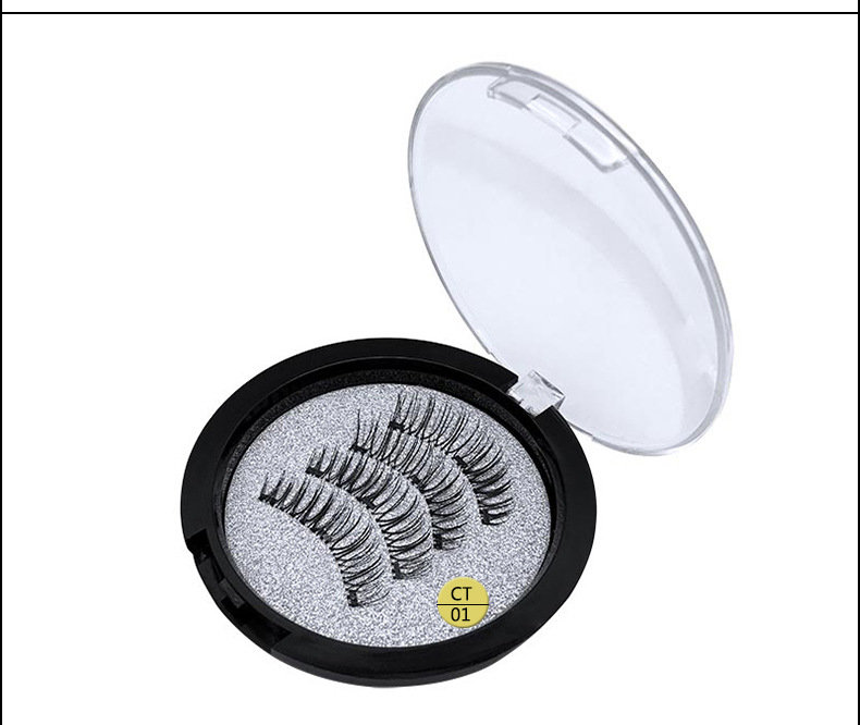 

High-grade Fiber Hair Three Magnetic Lashes by Hand-made natural long Fake Eyelashes Makeup Accessory DHL Free