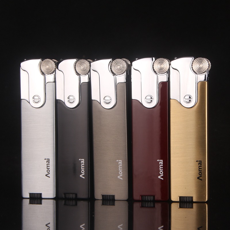 

New Arrival Genuine Aomai Compact Jet Butane Lighter Torch Grinding Wheel Lighter Flip Cap Straight Flush Lighter