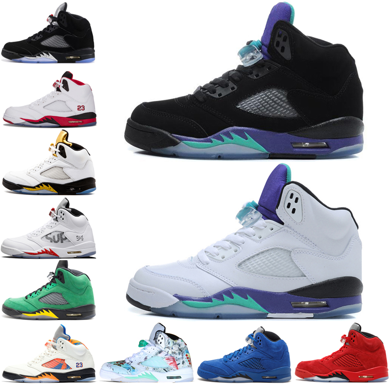 

2018 New 5 5s Wings International Flight Mens Basketball Shoes Red Blue Suede White Black Grape men sports sneakers designer trainers 40-47, #21 low metallic silver