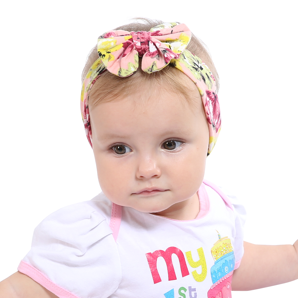 

Floral Cotton Infantile Bow Headband Hot-sale Elastic Kids Girl Hair Accessories