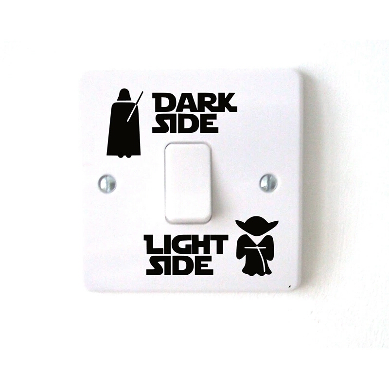 

dark side light side practical living function vinyl switch sticker CA-298, Black