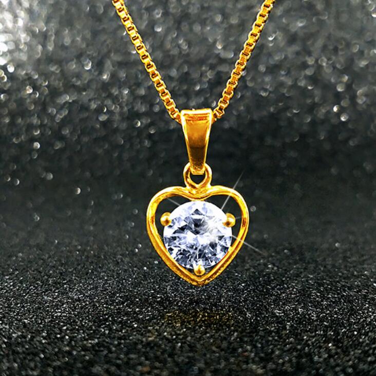 

jewelry heart pendant necklace gold plated crystal necklace placer gold classic for women hot fashion