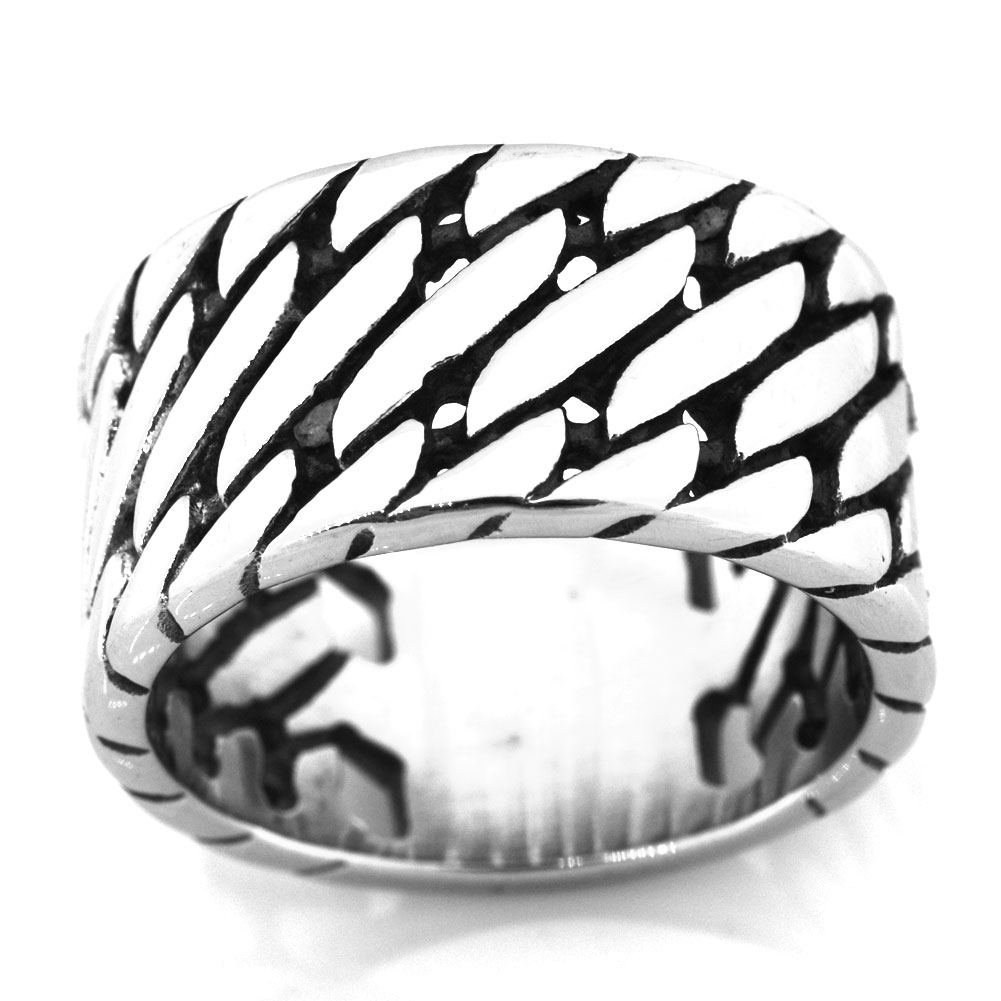 

FANSSTEEL STAINLESS STEEL punk vintage mens or womens JEWELRY twist rope chain band ring mat ring FSR20W44