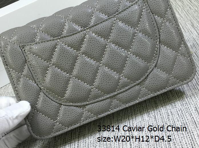 grey Caviar Leather Gold HW