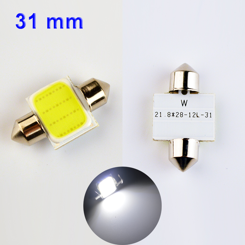 

20XFESTOON COB 31mm 36mm 39mm 42mm LED Bulb 12 Chips C5W DC12V White Color Car Dome Light Auto Interior Lamp