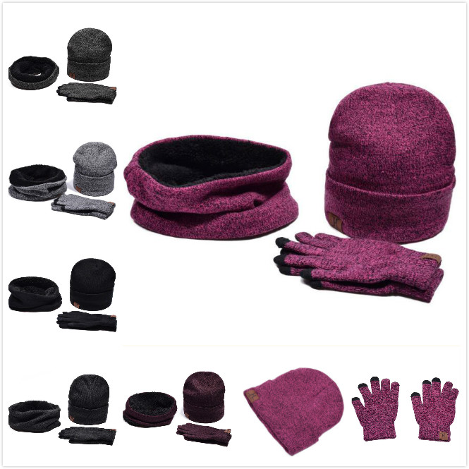 

Winter Women Beanie Hat + Scarf + Touch Screen Gloves 3 Pieces Winter Warm Clothing Set for Women 6 Colors FREE SHIPPING