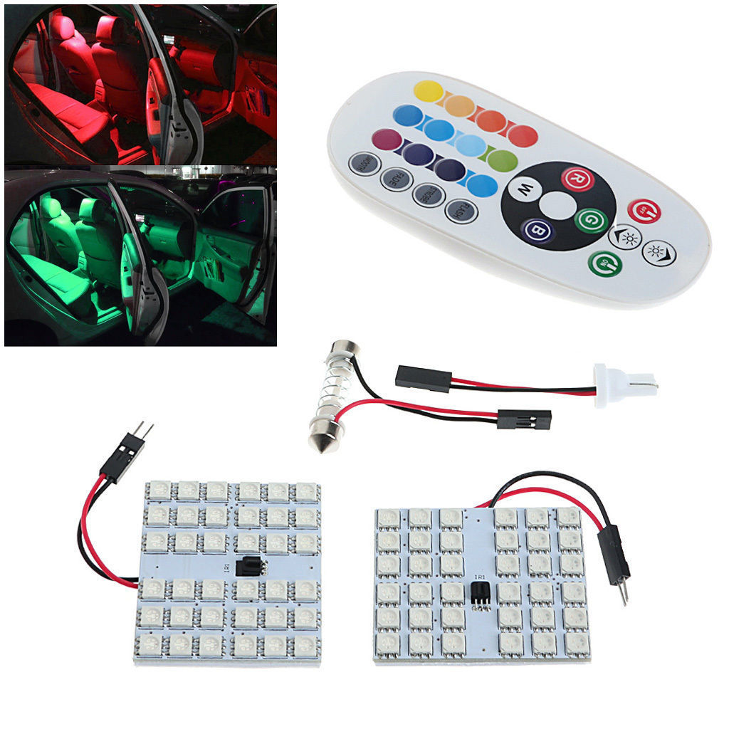 DC 12V Control Remoto Rgb Led coche Festoon Bombilla Luz Interior De Domo 31//36//39//42mm