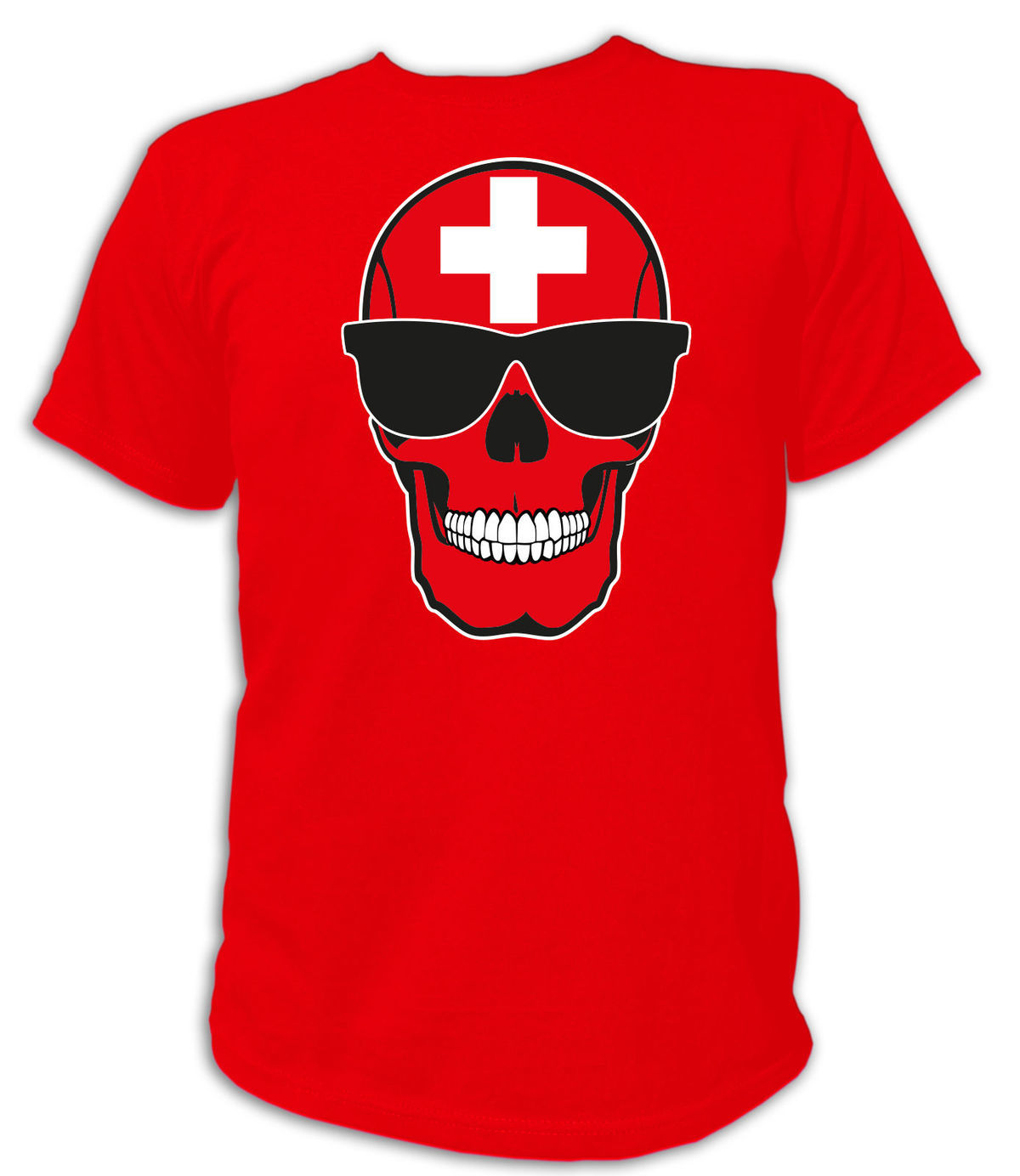 T Shirt Skull Flag Flagge Switzerland Schweiz Suisse