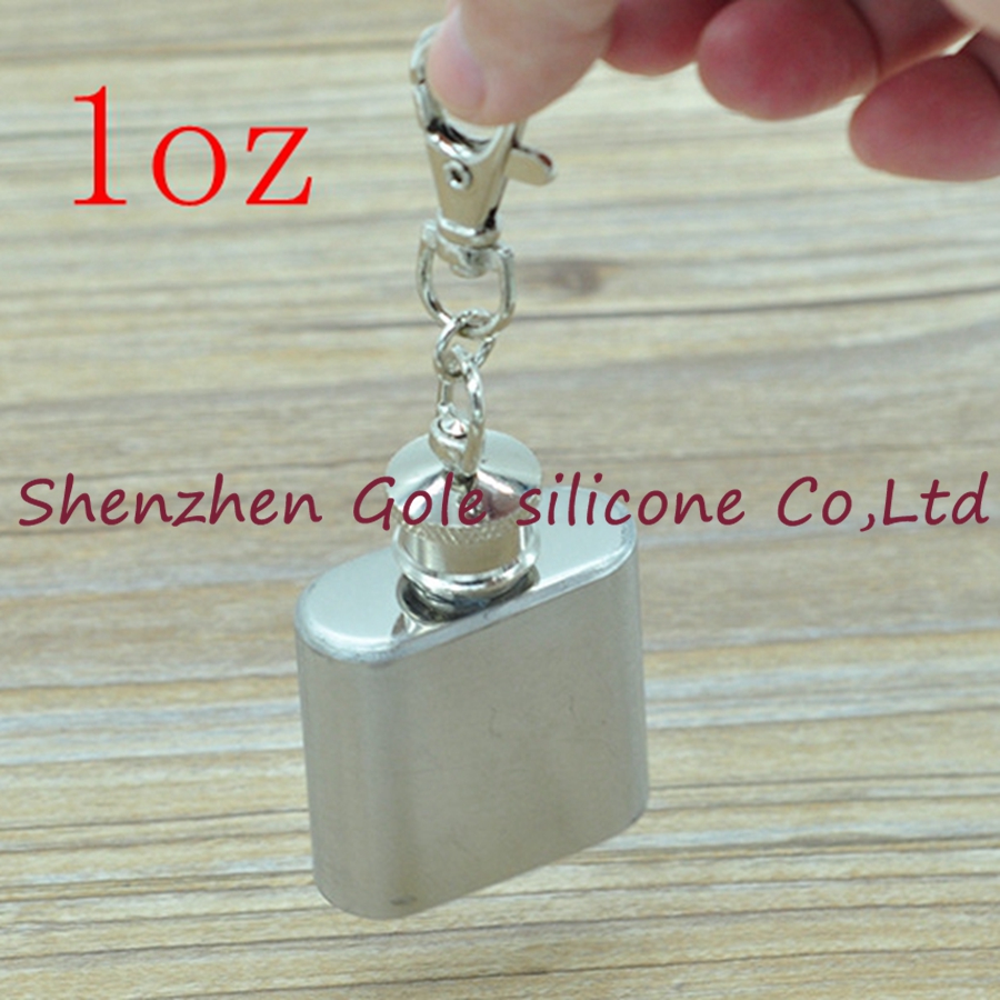 

Wholesale 100pcs/lot Whiskey Wine Pot carry pocket jug key chain Drinkware Flagon mini stainless steel keychain 1oz hip flask