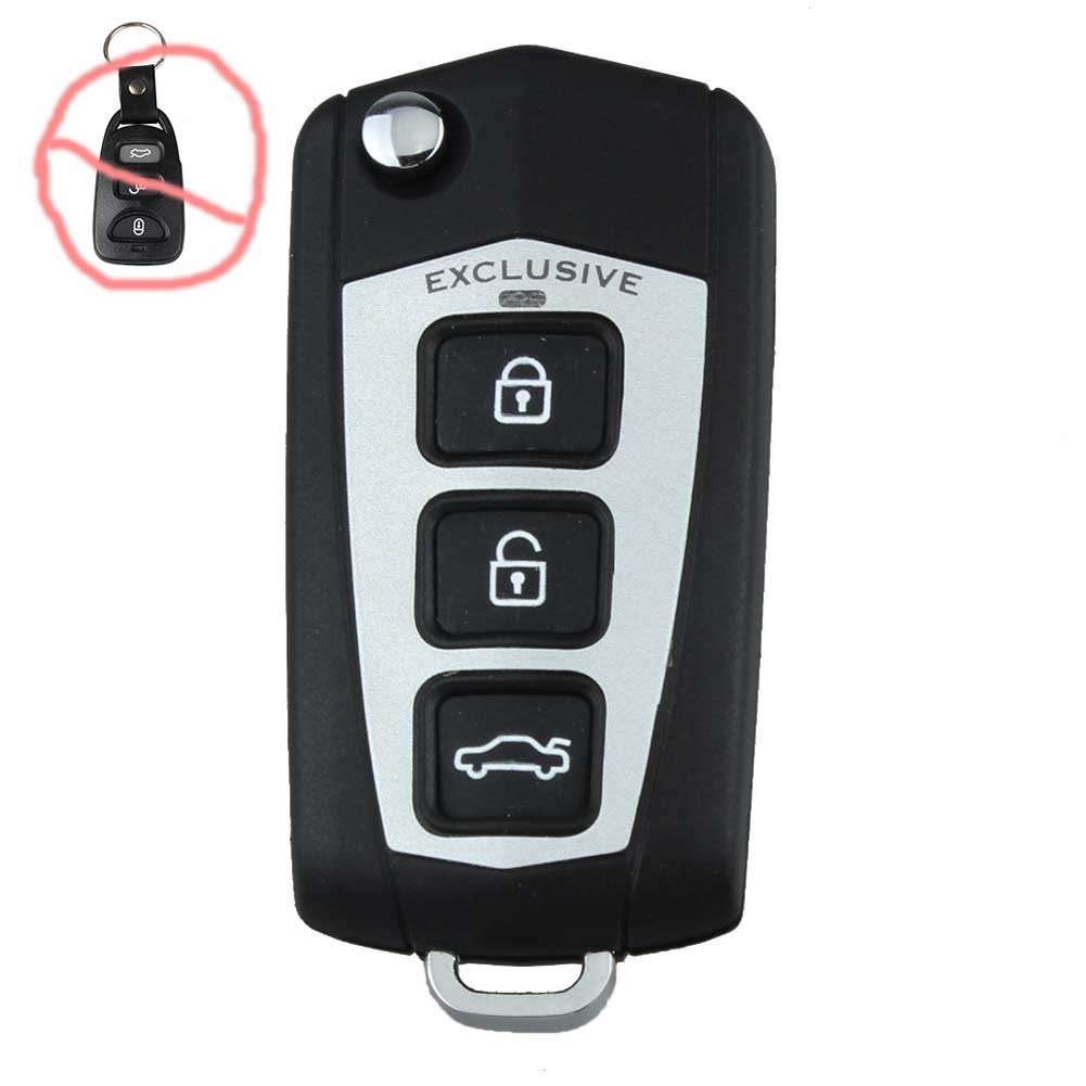 3Buttons 1 Panic Flip Folding Key Shell Key Blank Refit for Car HYUNDAI Sonata Genesis Coupe Remote Fob SV-image-415770230