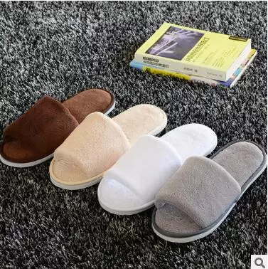 

7 colors Soft Hotel SPA Non-disposable Slippers Velvet Colored 7mm Thick Sole Casual Terry Cotton Cloth Spa Slippers,  Fits Most, Blue