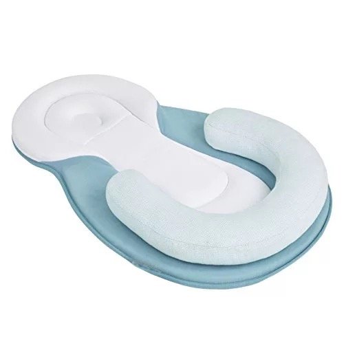 Portable Baby Bed Mattress Baby Pillow For Newborn and Infant Flat Head Syndrome Prevention Anti-Roll Adjustable Size-image-426438291
