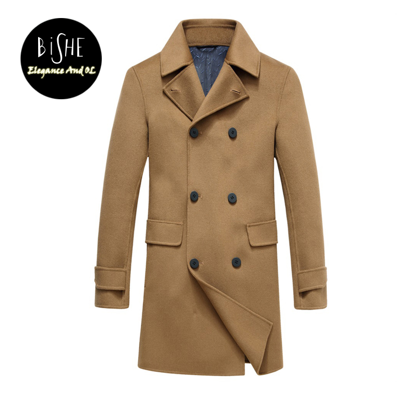 

Winter Wool Coat Long Trench Erkek Mont Double Breasted Men Coat Mens Overcoats Cashmere Casaco De inverno Masculino  L XL 2XL, Blue