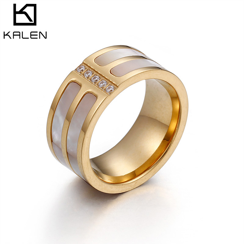 

Rings For Women Stainless Steel Silver/Gold Double Shell Pearl Party Rings For Girls (US Size #6 To #9)