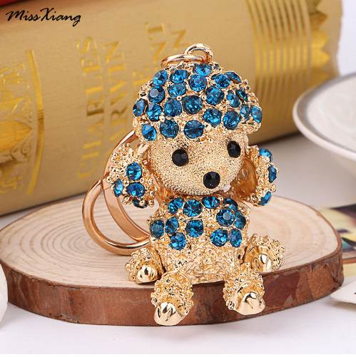 

New Lucky Smile Dog Crystal Rhinestone Keyrings Key Chains Holder Purse Bag For Car christmas Gift Keychains Jewelry llaveros
