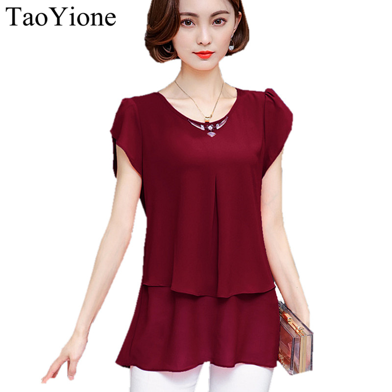 

Wholesale- 2017 New Blouse Shirt Summer Style Women Blouses Multi Colors Casual Tops O-Neck Short Sleeve Chiffon Shirt Blusas Femininas, Ji she