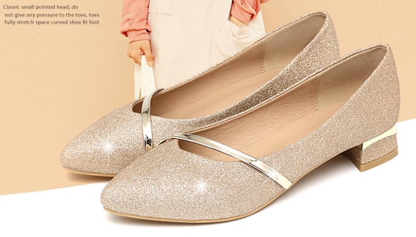 

Free send Hot spring and Autumn Shallow mouth Single shoes Coarse heel 2018 new style Korean pointed end Middle heel women shoes, Silver