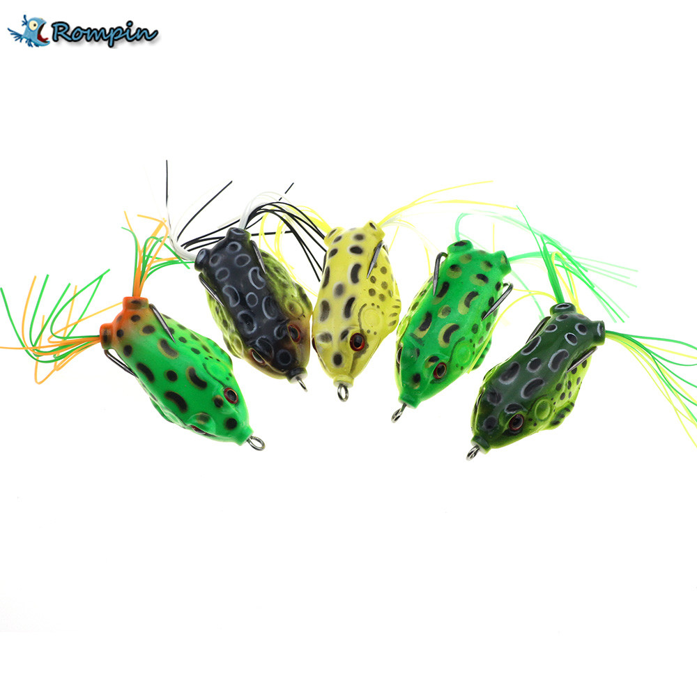 

Rompin 1Pcs Soft Frog Lure Silicone Bait 12g 5.5cm Body Artificial Soft Fishing Lure For Snakehead Bait Sport Green Frog Lures