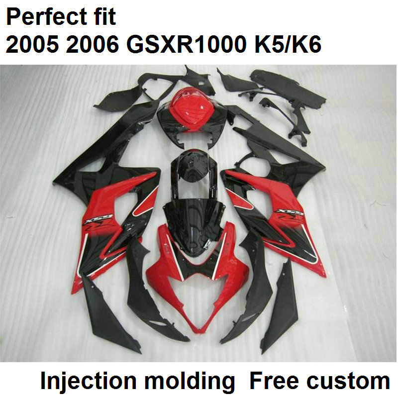 

High quality fairings for Suzuki GSXR1000 2005 2006 red black injection molded fairing kit GSXR1000 05 06 RF69, Same as picture
