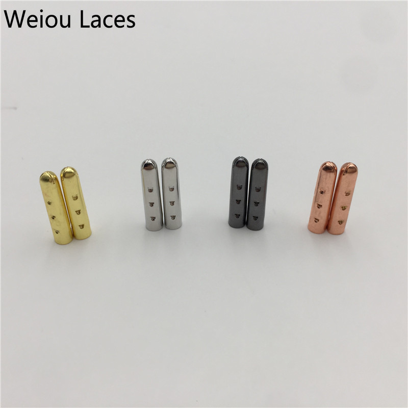 

Weiou 3*17mm Gold Silver Gun Black Rose Gold Open Mouth Metal Tips 4pcs/1set Bullet Aglets For Sneakers Shoelaces