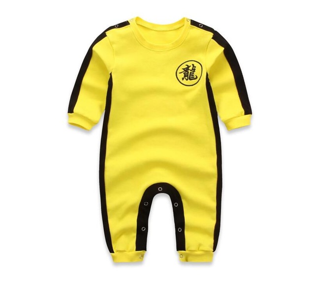 

2018 NEW Baby Boys Clothes Romper Chinese Kong Fu Infant Jumpsuit Hero Bruce Lee Newborn Baby Costume Climbing Clothes, Black;red