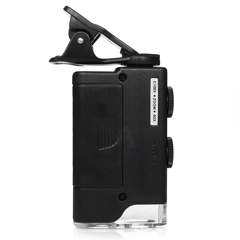 

60X to 100X Zoom LED Microscope Magnifier Micro Mobile Phone Lens Camera with Universal Clip Jewelry Gem Magnifying Tool 7751W