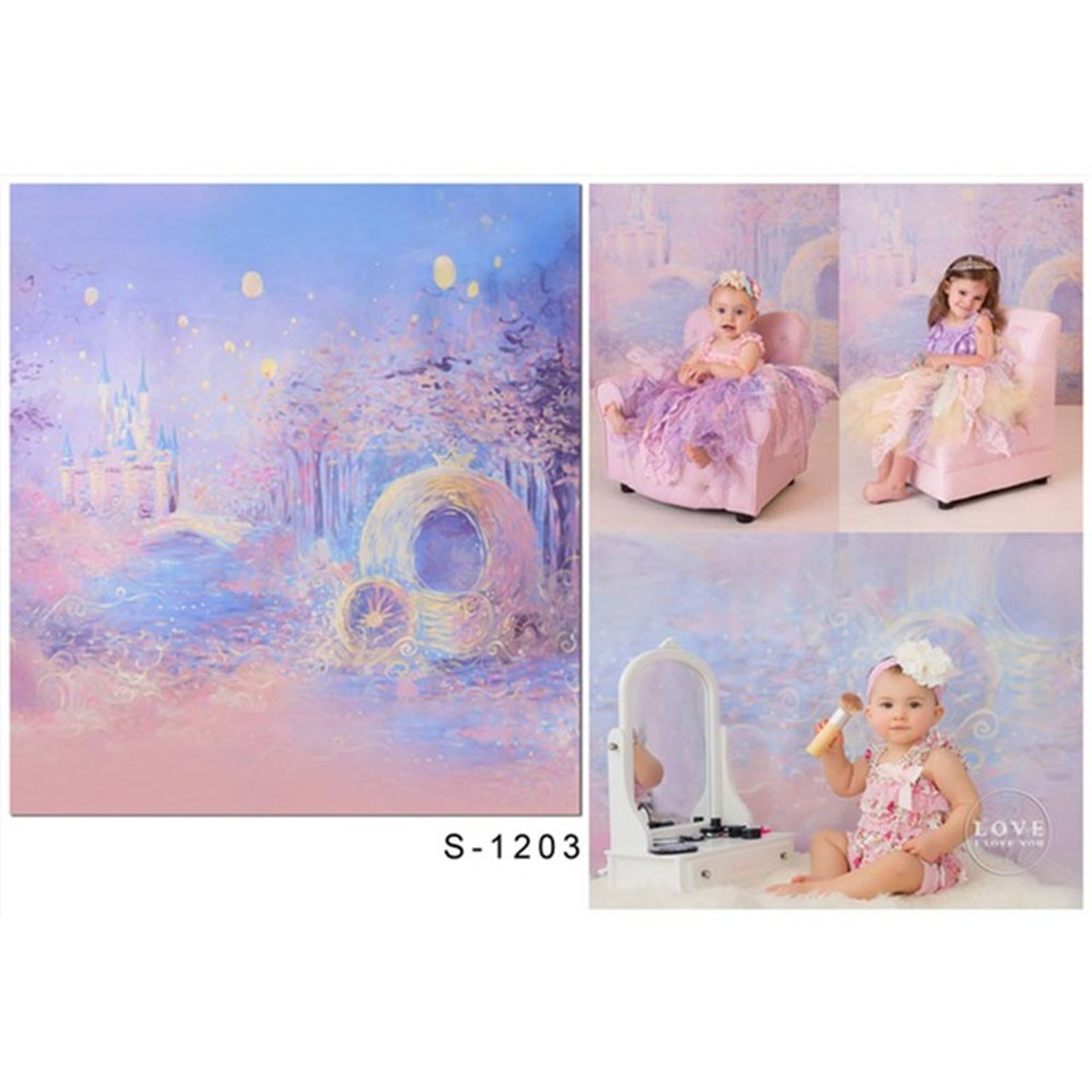 

Watercolor Painting Kids Background for Photography Printed Night Scenery Lanterns Castle Princess Baby Girl Photo Studio Backdrops Vinyl