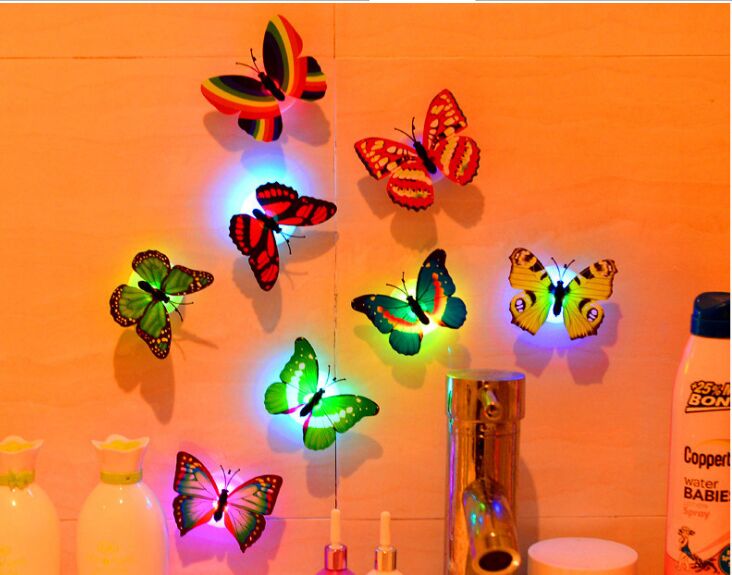 

Color Changeable Stickable Led Butterfly Night Lights Lamp Festival Party Flash Lighting Toy Home Decoration Lights
