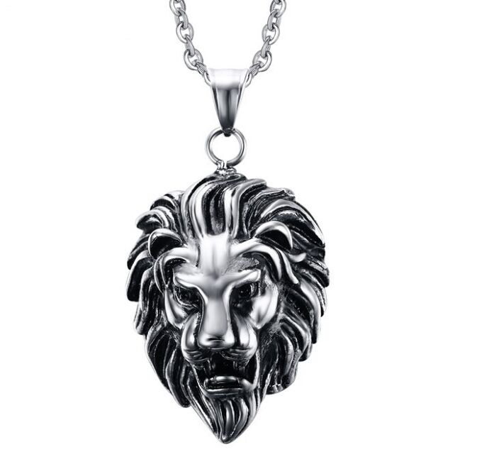 free 316l stainless steel lion head pendant necklace free chain 19 7