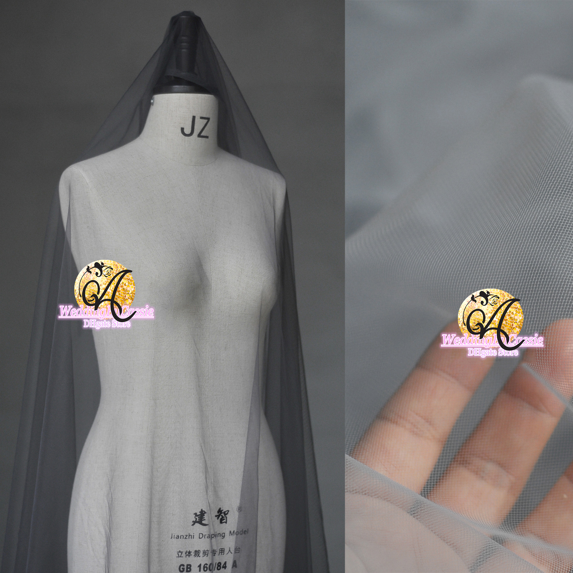 

160CM WIDTH Zonal Micro-elastic, super soft and smooth, transparent thickly mesh wedding dress veil tulle fabric SR02, Pure white
