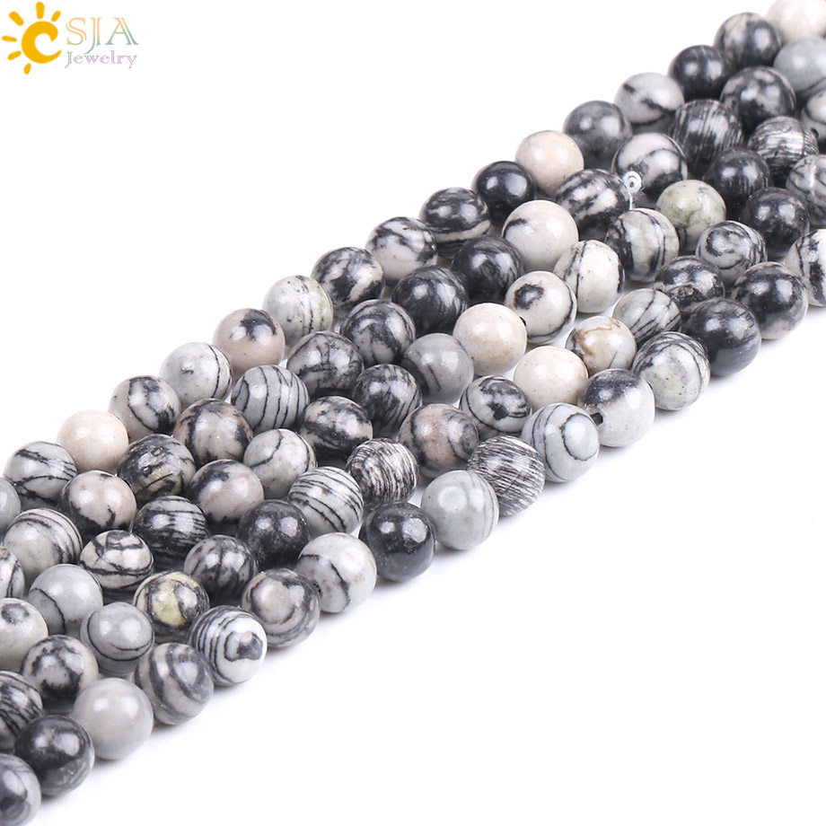 

CSJA Wholesale 4mm Zebra Natural Stone Black Strip Stone Beads for Diy Bracelet Necklace Jewelry Making Vintage Women Men Loose Bead F230 A