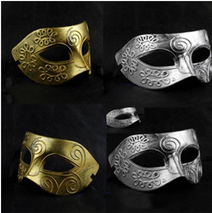 

Men's Vintage Greek Roman Gladiator Makeup Prince Ball Mask Gold and Silver Two-color Wholesale