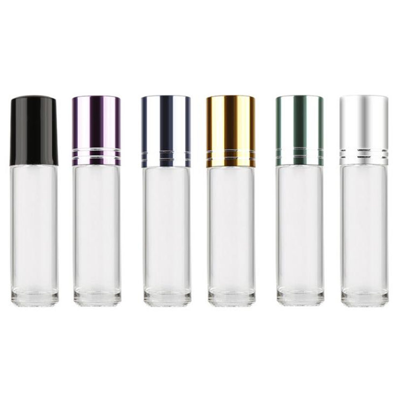 

5ml Glass Refillable Perfume Bottle Roller Ball Thick Empty Cosmetic Containers With Roll For Travel fast shipping F703