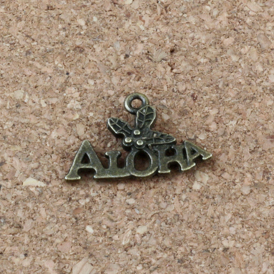 200 pièces/lots alliage de bronze Antique ALOHA pendentifs à breloques pour la fabrication de bijoux Bracelet collier accessoires de bricolage 21