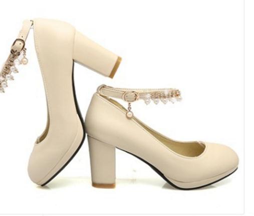 

Free send Hot waterproof table Coarse heel high heel single shoes women shoes, Black