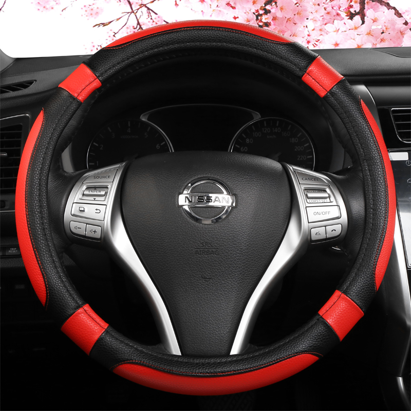 Steering Wheel Cover Cartoon Leather Four Seasons Universal Steering Wheel Cover Universal Size 37-39cm,Blue