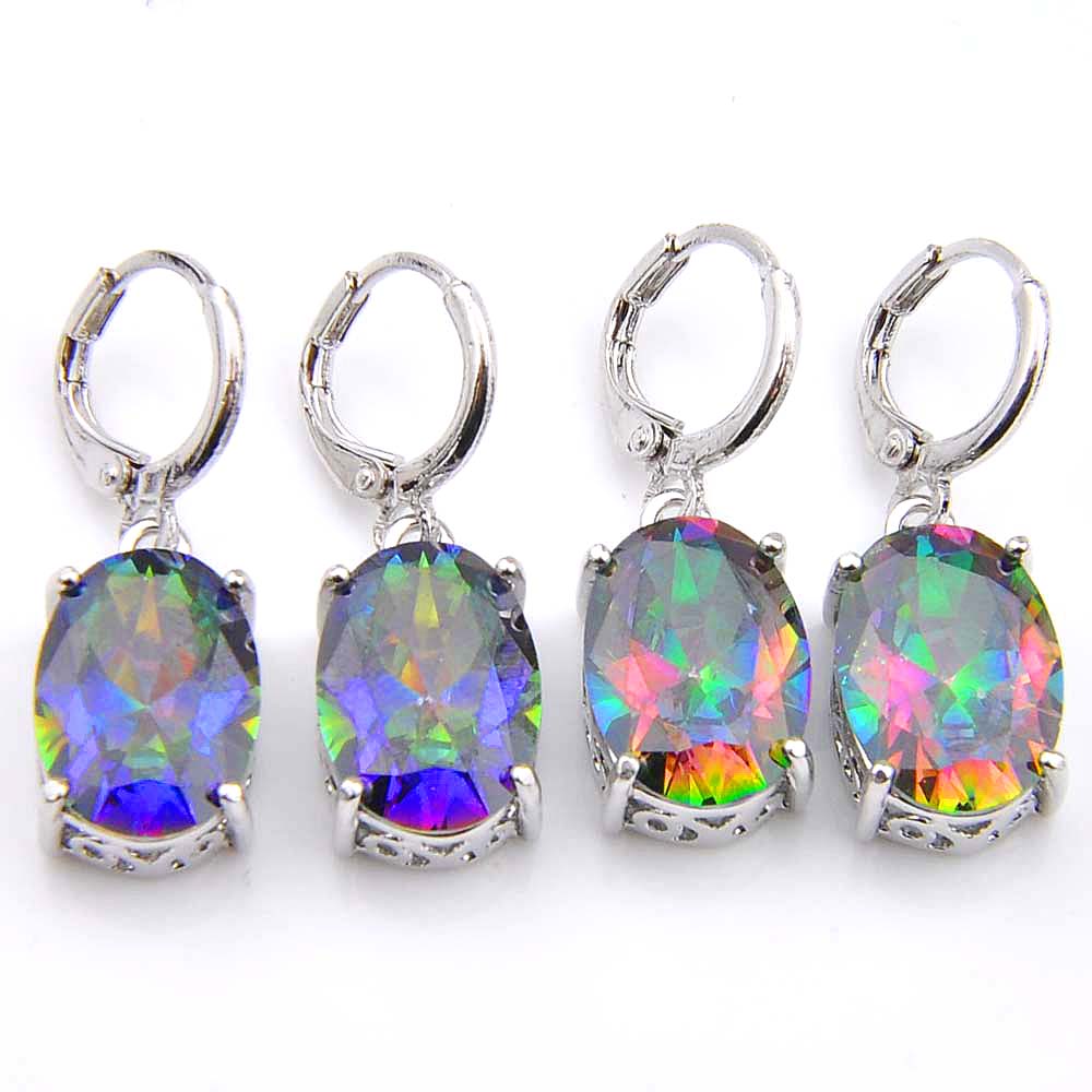 

top fashion sale jaquetas femininas fashion lady 925 sterling silver plated colourful for women ellipse zircon earring free