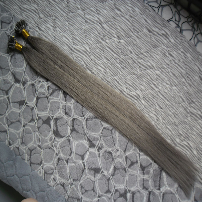 

Silver Grey Straight Keratin Human Fusion Hair Nail U Tip Machine Made Remy Pre Bonded Hair Extension 16" 20" 24" 18" 22" 26" 14"1g/s