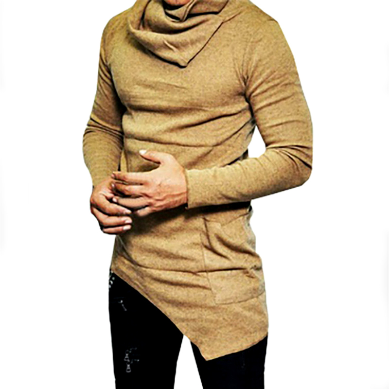 

Fashion Korean Casual Heap Collar Long Sleeves Shirt Men Irregular Designer Slim Fit T Shirt Long Section Men's Personalized Sweater FreeDHL, Gray