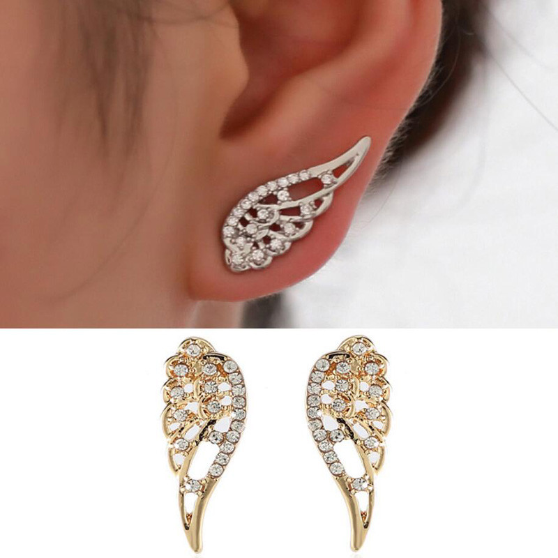 Nouvelles ailes boucles d'oreilles pour femmes Punk argent or ailes d'ange boucles d'oreilles design simple Hiphop bijoux de mode