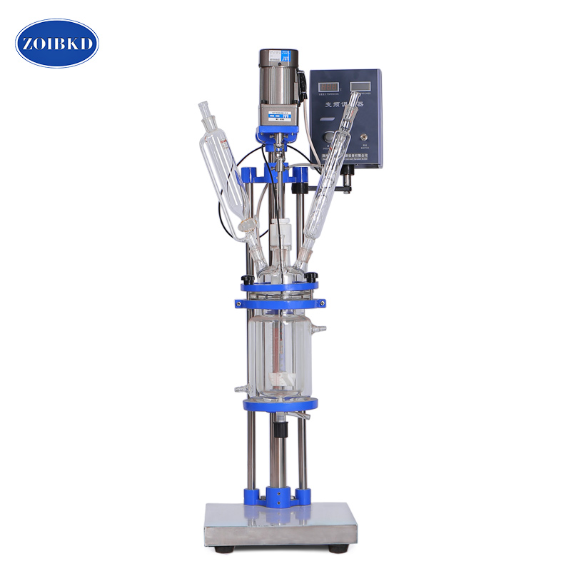 ZOIBKD Supply Small 1L Chemical Double Wall Jacketed Reactor Glass Reaction Kettle for Heating and Cooling-image-411196578
