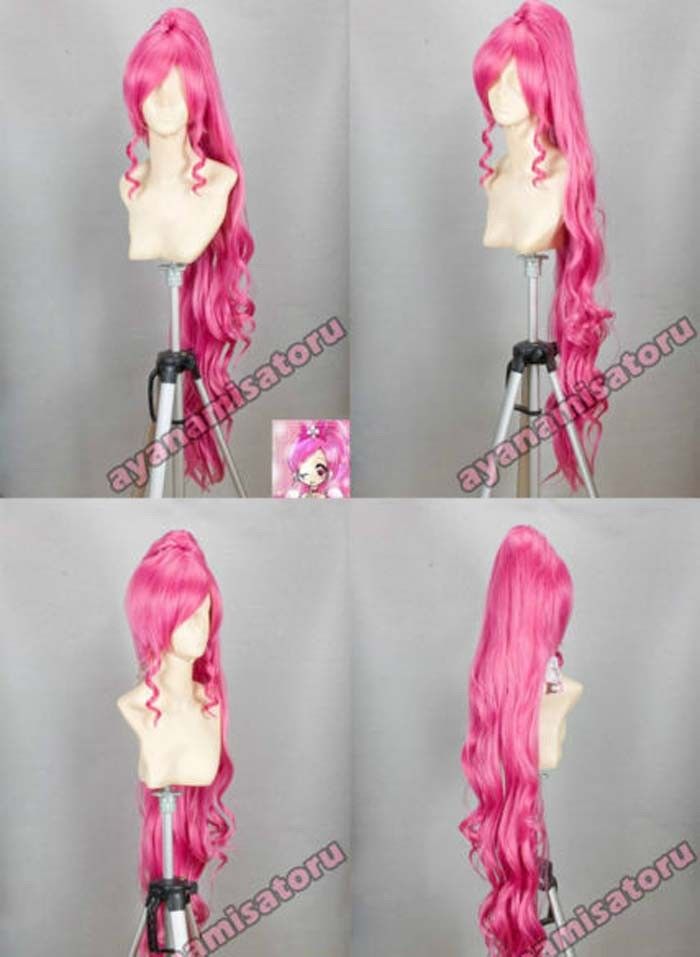 

Pretty Cure Precure Cure Blossom Long Rose Red Anime Cosplay Party Wig Hair, Color