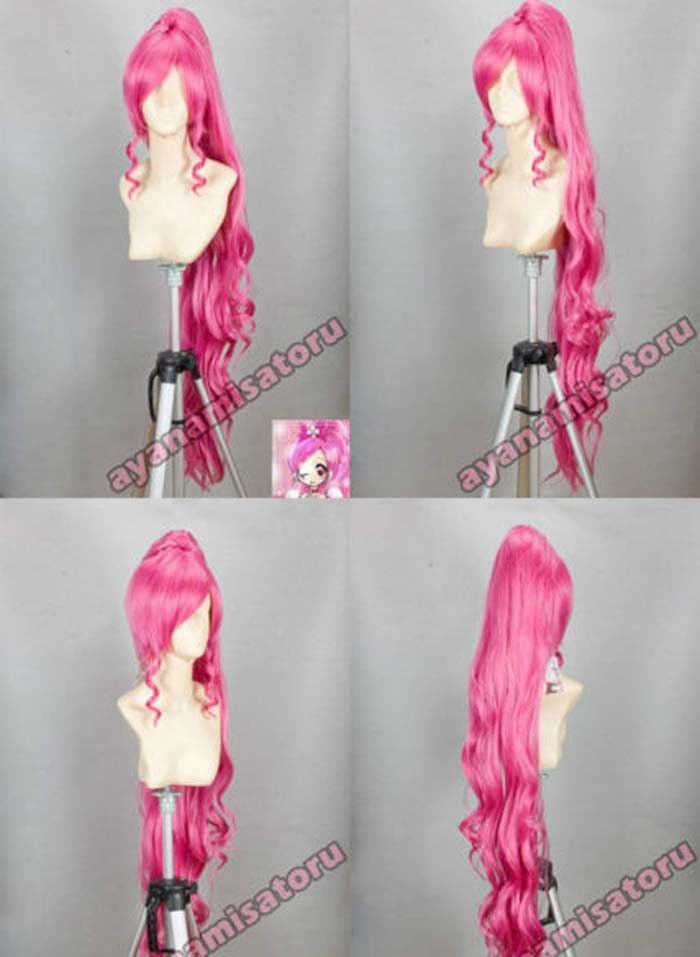 

Pretty Cure Precure Cure Blossom Long Rose Red Anime Cosplay Party Wig Hair, Black