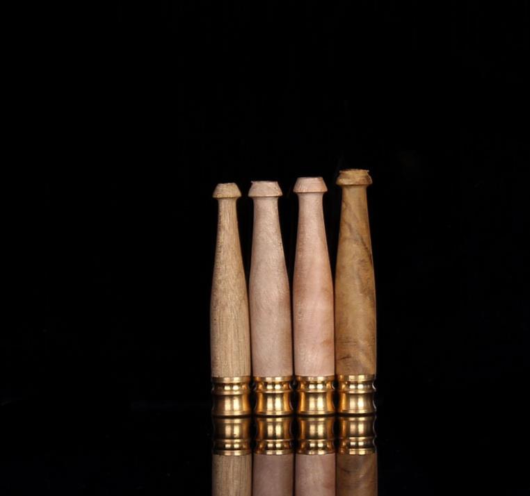 

Smooth copper head pull rod, bar flower pipe mouth solid wood natural filter cigarette accessories