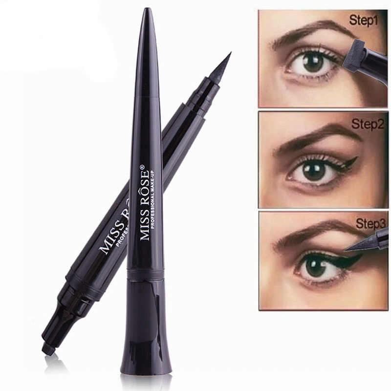 MISS ROSE Quick Dry Waterproof Makeup Liquid Eyeliner Natural Eye Liner Pencil Maquiagem Wing Eye Liner with Stamp Pencil-image-432794915